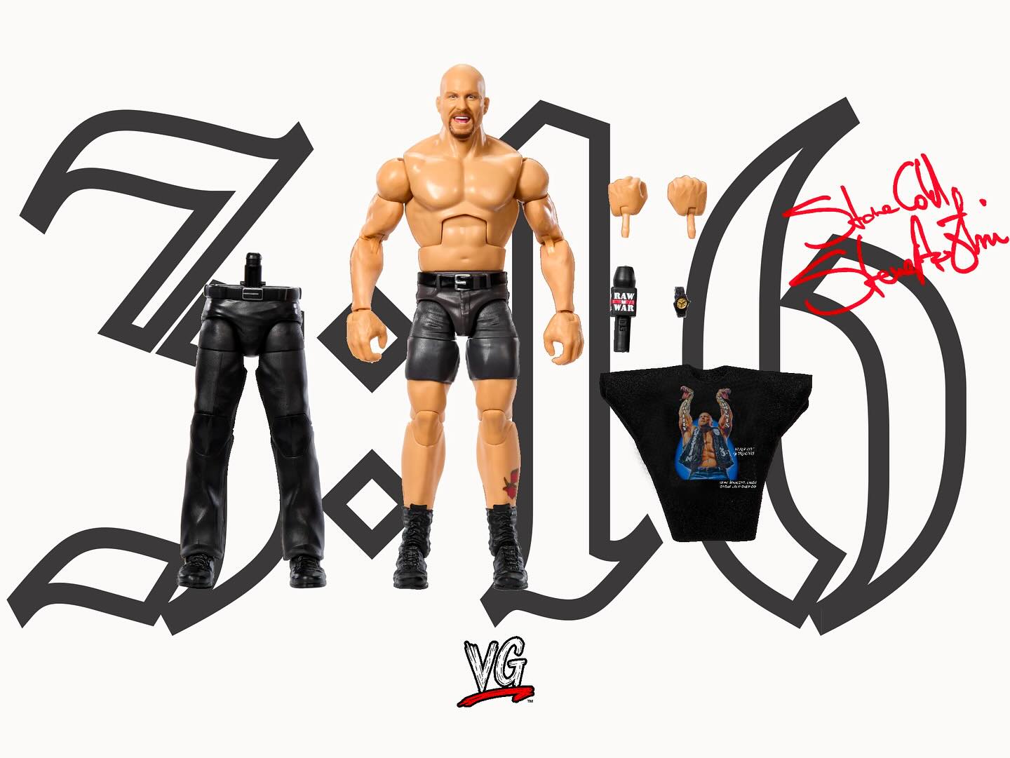 Tribute tee packaged with wrestling action figure