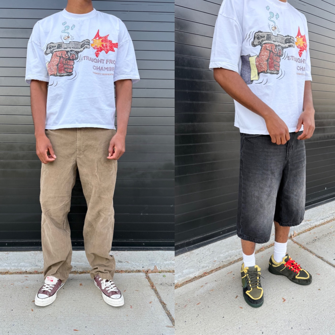 Daily essentials — Instax, Diary of a CEO book, Chamber tee, sneakers
